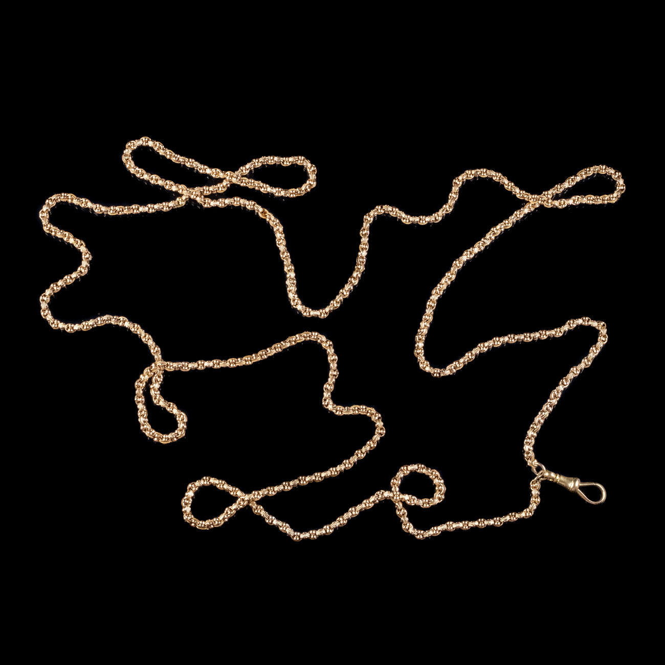 ANTIQUE VICTORIAN LONG GUARD CHAIN NECKLACE 18CT GOLD CIRCA 1880