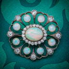 ANTIQUE VICTORIAN OPAL DIAMOND BROOCH NATURAL 5.1CT OPALS CIRCA 1900 COVER