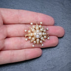 ANTIQUE VICTORIAN PEARL DIAMOND STAR BROOCH 18CT GOLD CIRCA 1900 HAND