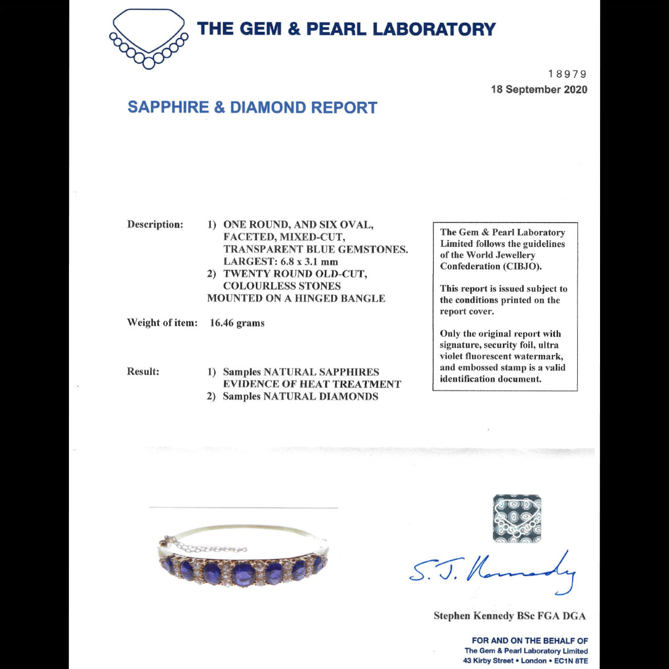 ANTIQUE VICTORIAN SAPPHIRE DIAMOND BANGLE 18CT GOLD 5.46CT OF NATURAL SAPPHIRE WITH CERT CERT