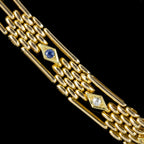 ANTIQUE VICTORIAN SAPPHIRE DIAMOND GATE BRACELET 15CT GOLD CIRCA 1900
