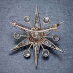 ANTIQUE VICTORIAN STAR BROOCH PENDANT 18CT GOLD SILVER 4.30CT DIAMONDS BOXED CIRCA 1900 BACK