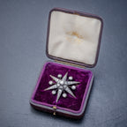 ANTIQUE VICTORIAN STAR BROOCH PENDANT 18CT GOLD SILVER 4.30CT DIAMONDS BOXED CIRCA 1900 OPEN