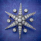 ANTIQUE VICTORIAN STAR BROOCH PENDANT 18CT GOLD SILVER 4.30CT DIAMONDS BOXED CIRCA 1900 COVER