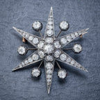 ANTIQUE VICTORIAN STAR BROOCH PENDANT 18CT GOLD SILVER 4.30CT DIAMONDS BOXED CIRCA 1900 FRONT