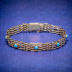 ANTIQUE VICTORIAN TURQUOISE GATE BRACELET 9CT GOLD CIRCA 1900 COVER