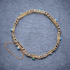 ANTIQUE VICTORIAN TURQUOISE GATE BRACELET 9CT GOLD CIRCA 1900 TOP