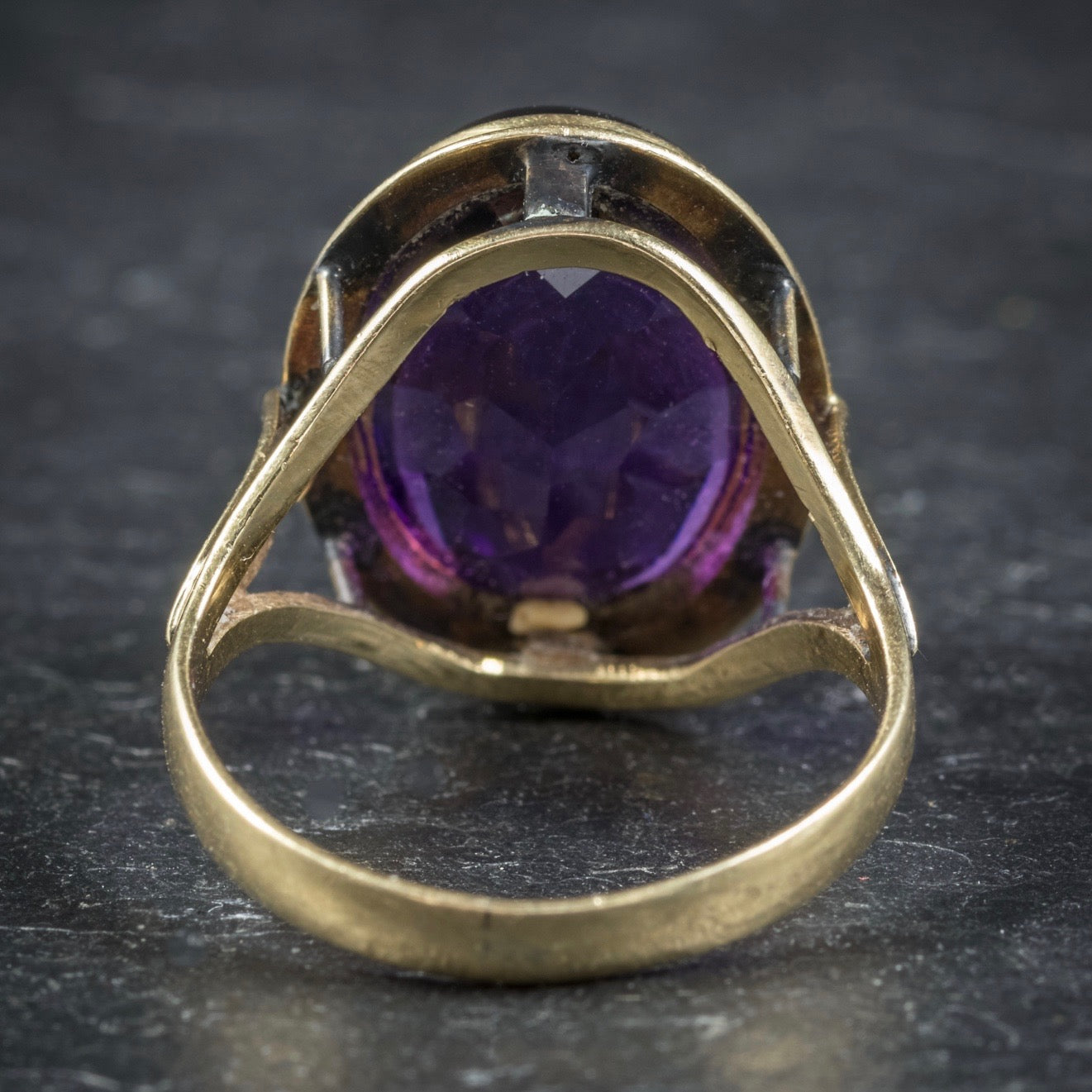 Antique Arts and Crafts Cabochon Amethyst Ring 18ct Gold Circa 1900 BACK