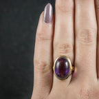Antique Arts and Crafts Cabochon Amethyst Ring 18ct Gold Circa 1900 HAND