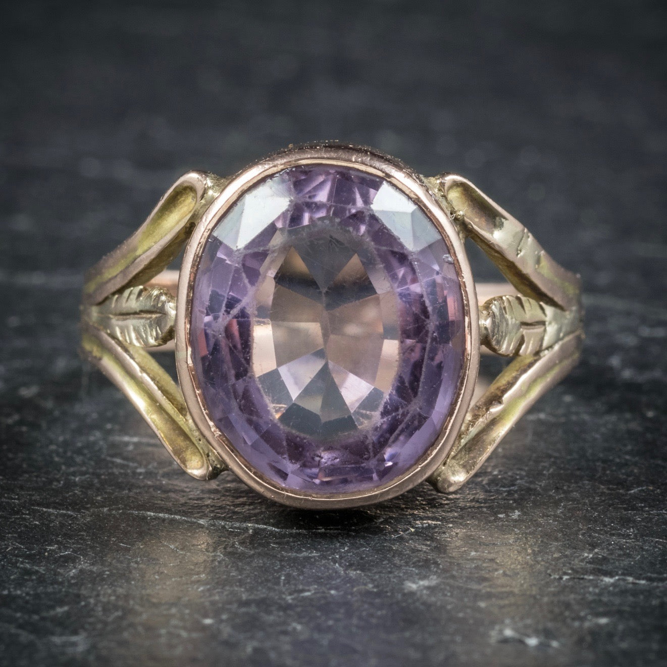 Antique Arts and Crafts Purple Spinel Ring 15ct Gold Circa 1900 Secondary image
