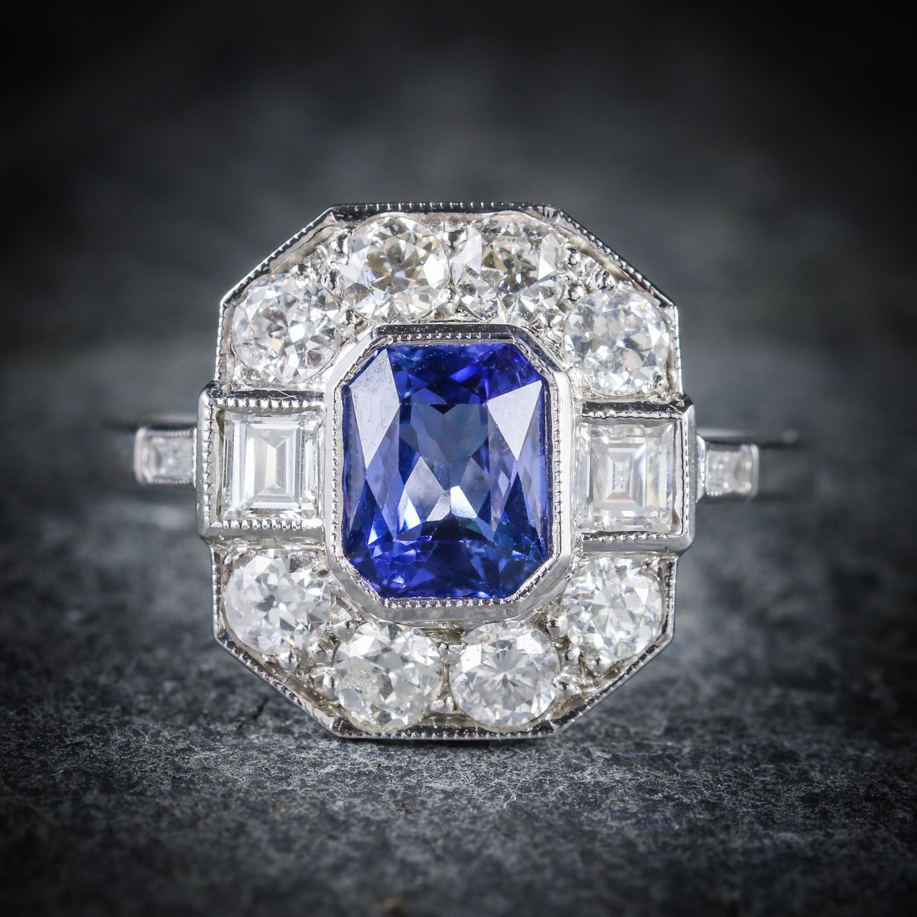 Art Deco Sapphire Diamond Ring 18ct White Gold Circa 1920 Secondary image