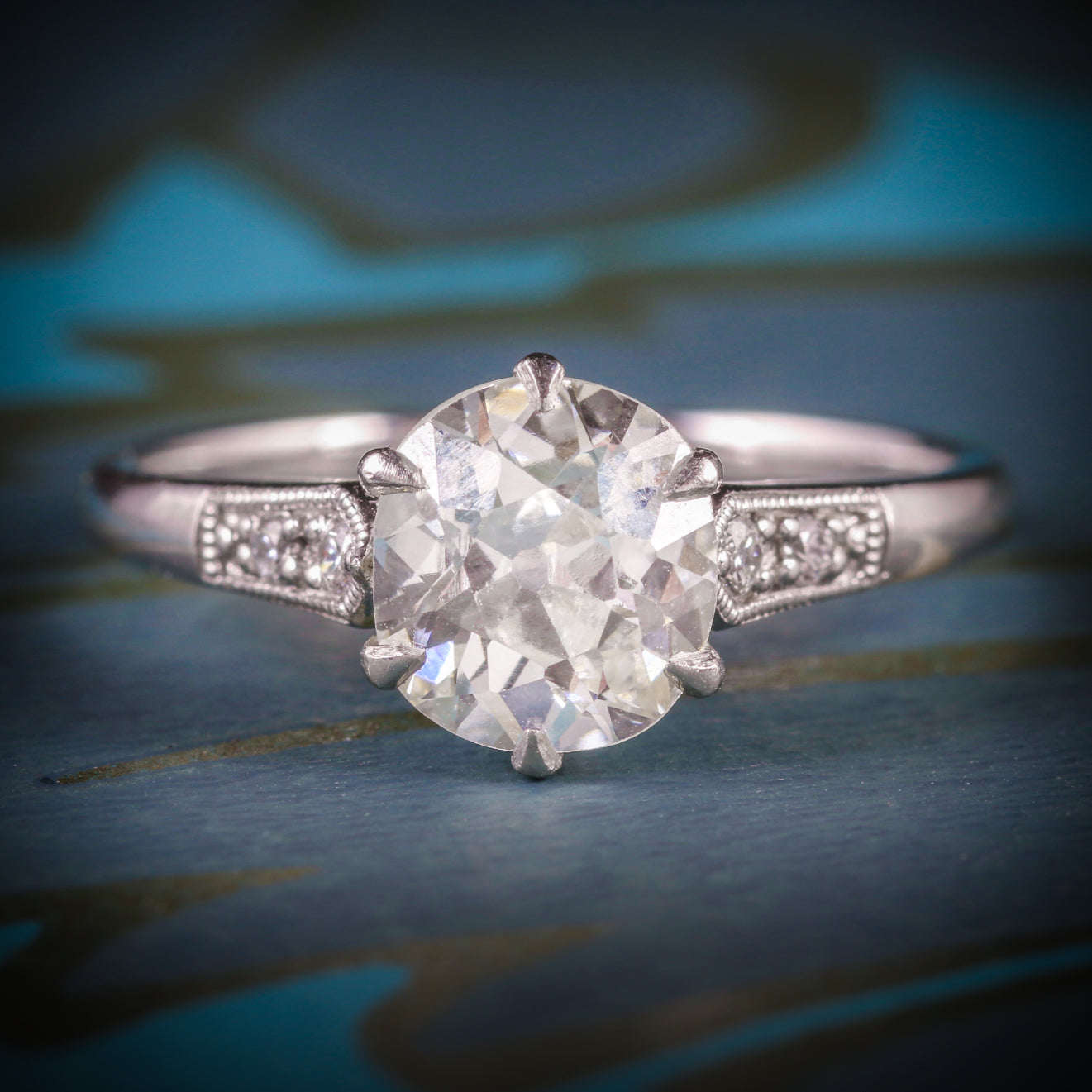 ANTIQUE DIAMOND ENGAGEMENT RING SOLITARE 1.50CT VVS1  Main image