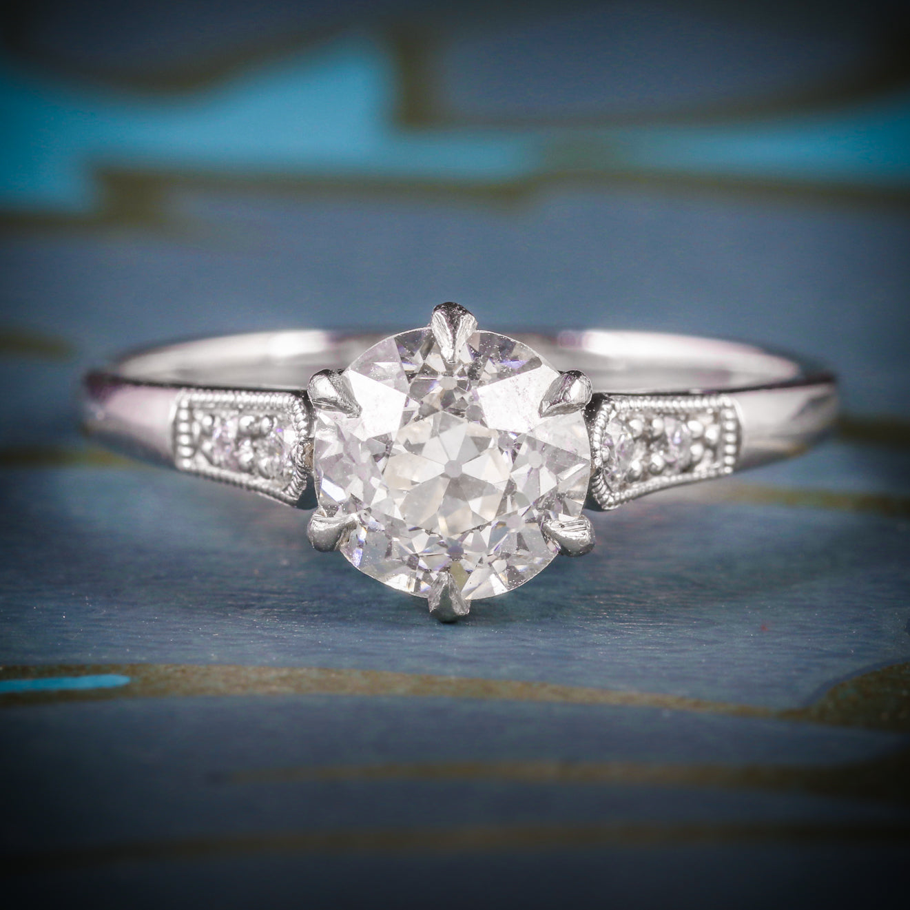 ANTIQUE DIAMOND SOLITAIRE ENGAGEMENT RING 1.50CT DIAMOND VVS1 COVER Main image