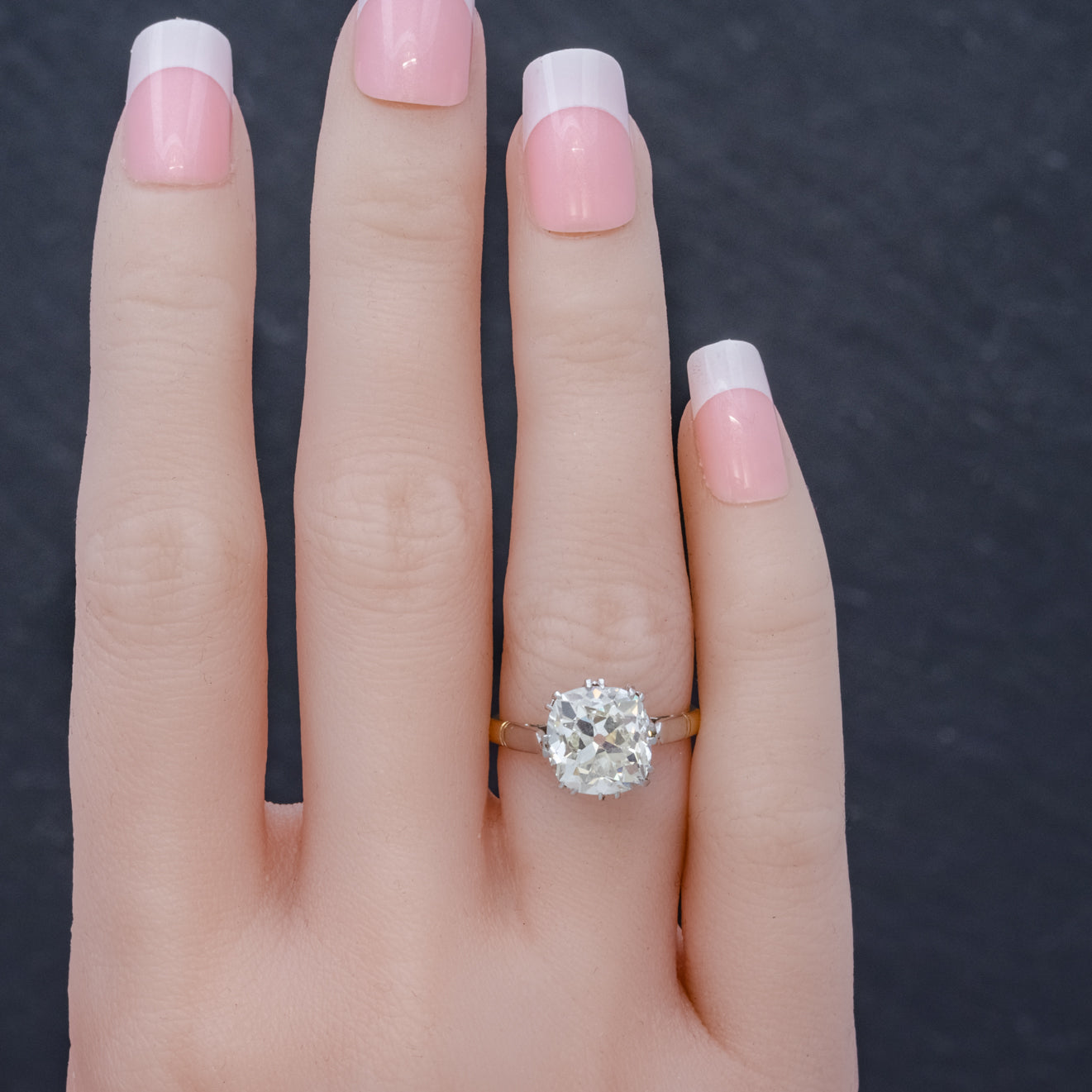 Antique Edwardian 3.88ct Diamond Solitaire Engagement Ring 18ct Gold Platinum Circa 1915 HAND