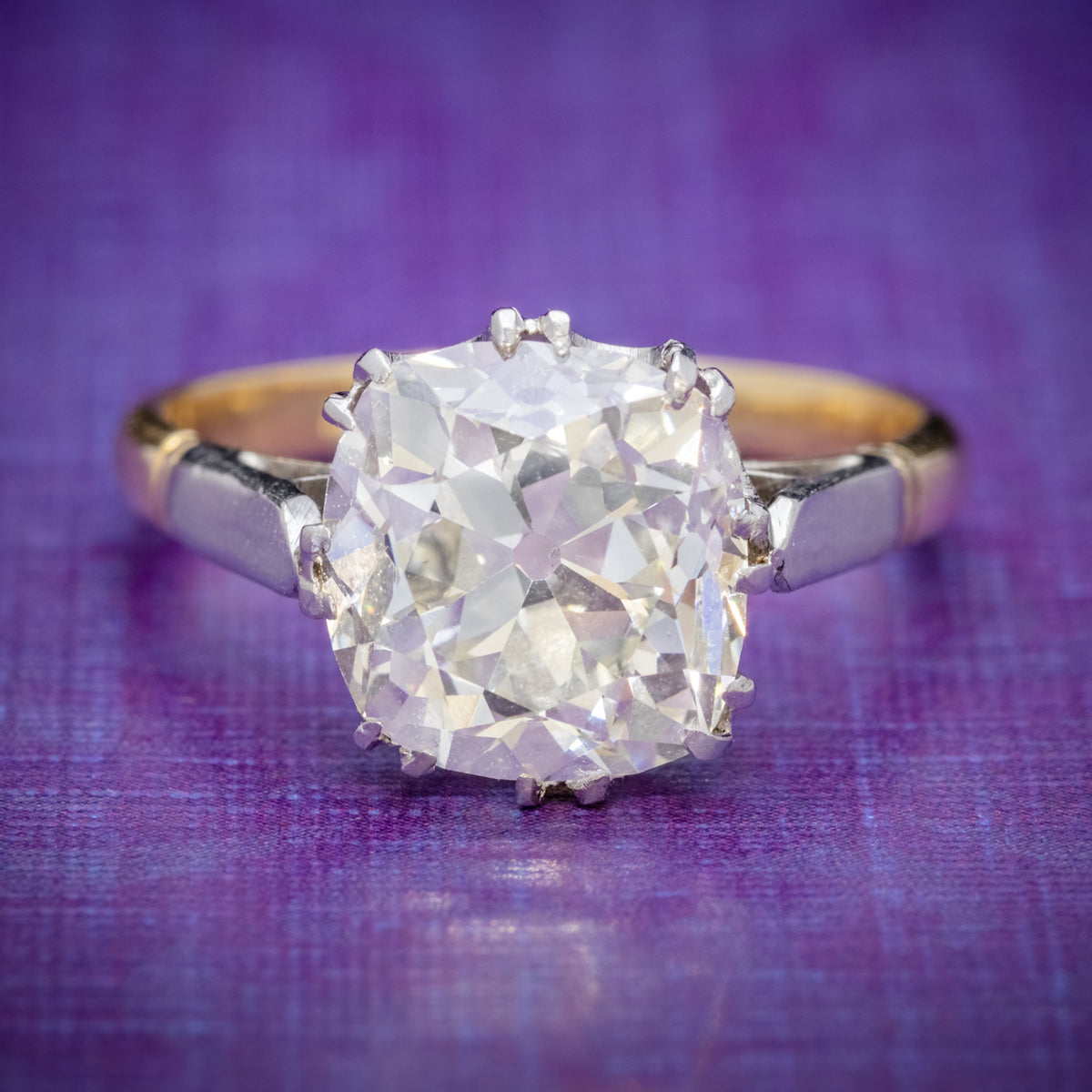Antique Edwardian 3.88ct Diamond Solitaire Engagement Ring 18ct Gold Platinum Circa 1915 COVER Main image