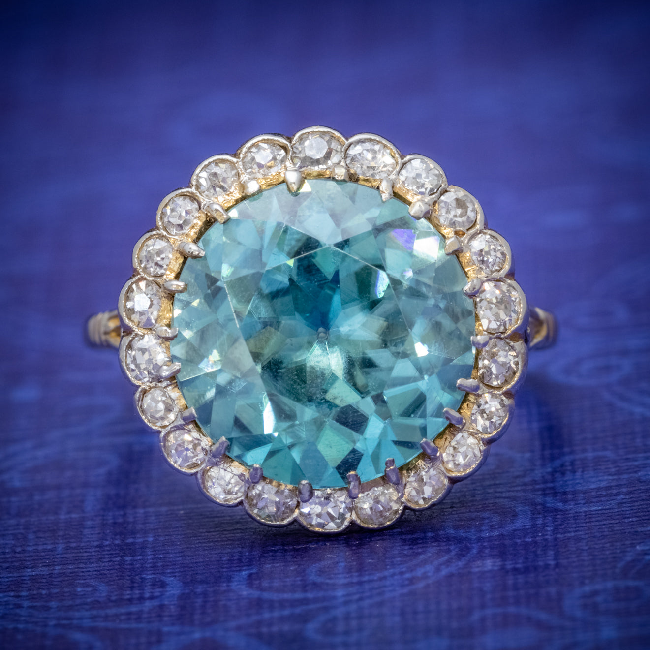 Antique Edwardian 8ct Blue Zircon Cluster Ring Circa 1905 cover Main image