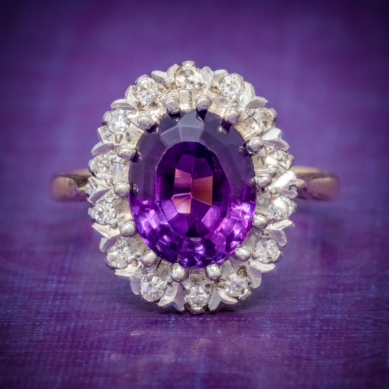 ANTIQUE EDWARDIAN AMETHYST DIAMOND RING 18CT GOLD 3.25CT AMETHYST CIRCA 1915 COVER Main image