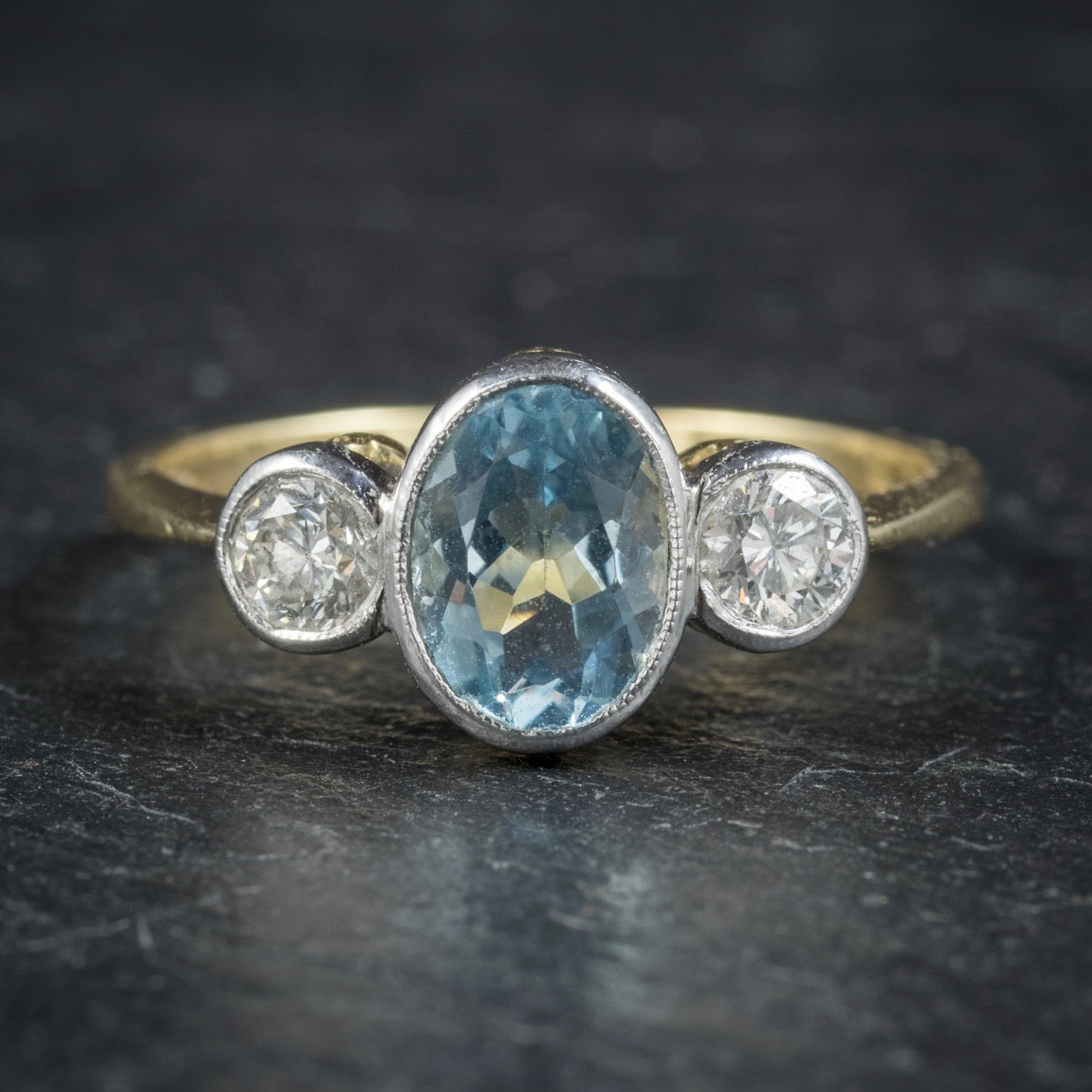 Antique Edwardian Aquamarine Trilogy Ring 18ct Gold Circa 1910 Secondary image