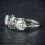 Antique Edwardian Brown Diamond Trilogy Ring Platinum Circa 1910 SIDE