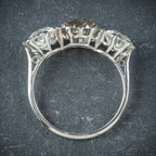 Antique Edwardian Brown Diamond Trilogy Ring Platinum Circa 1910 TOP