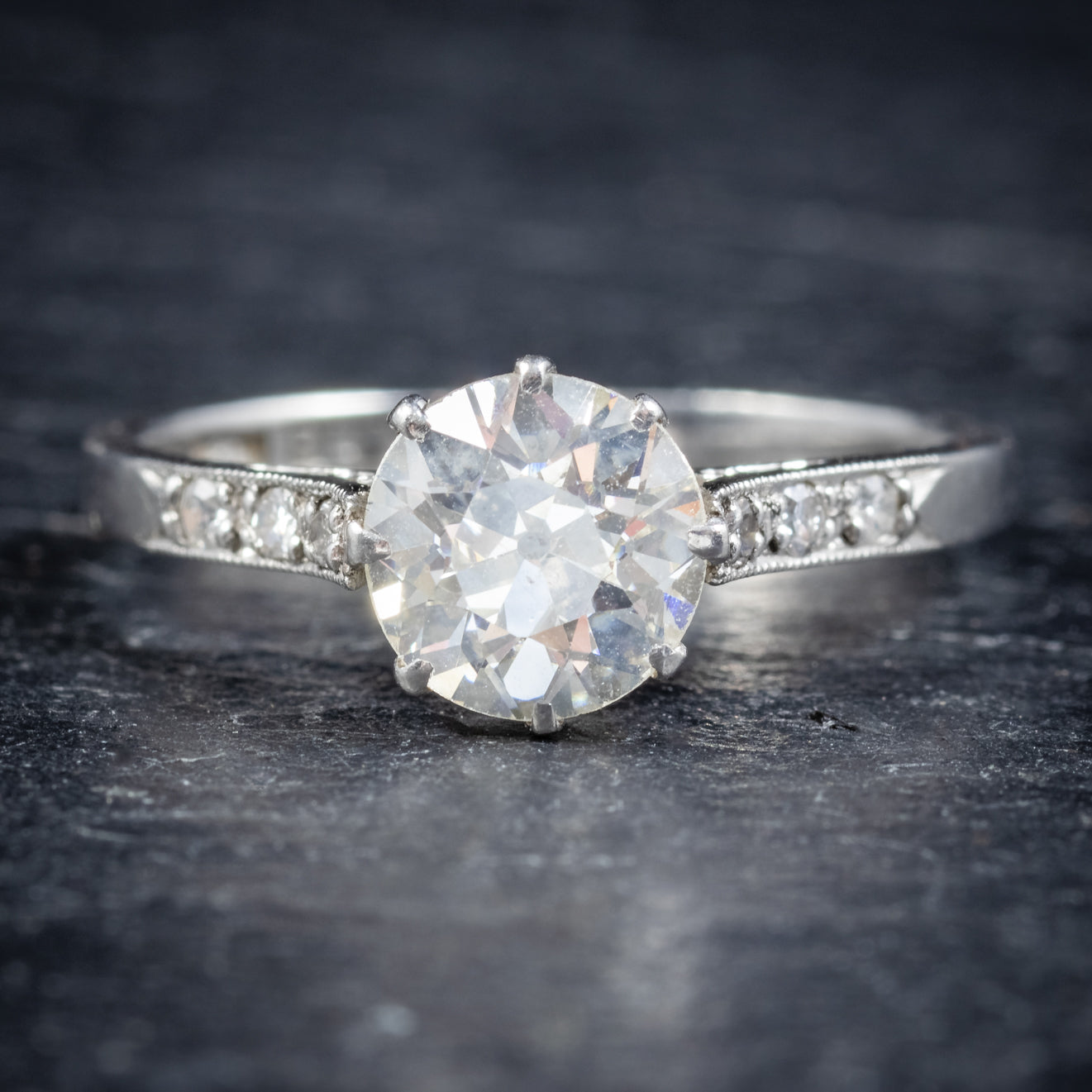 Antique Edwardian Diamond Solitaire Ring Platinum Engagement Ring Circa 1910 Secondary image