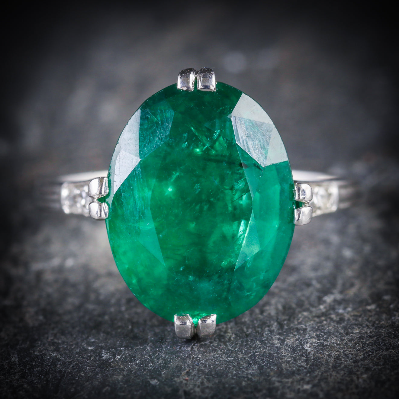 Antique Edwardian Emerald Diamond Ring Platinum Circa 1910 Secondary image
