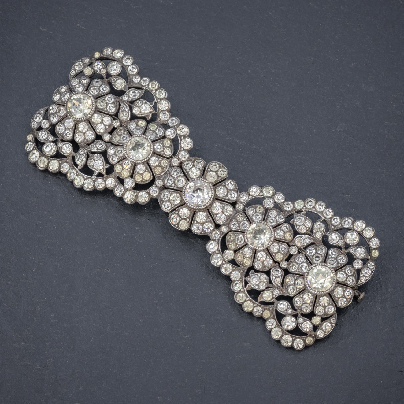 Antique Edwardian Paste Bow Brooch Silver Circa 1905 Boxed Secondary image