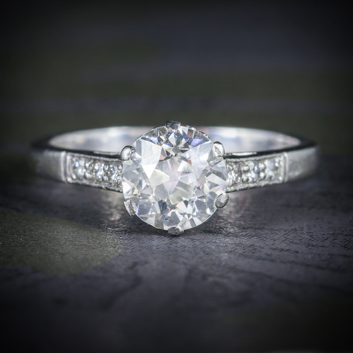 ANTIQUE EDWARDIAN PLATINUM 1.58CT SOLITAIRE DIAMOND RING CIRCA 1915 COVER Main image