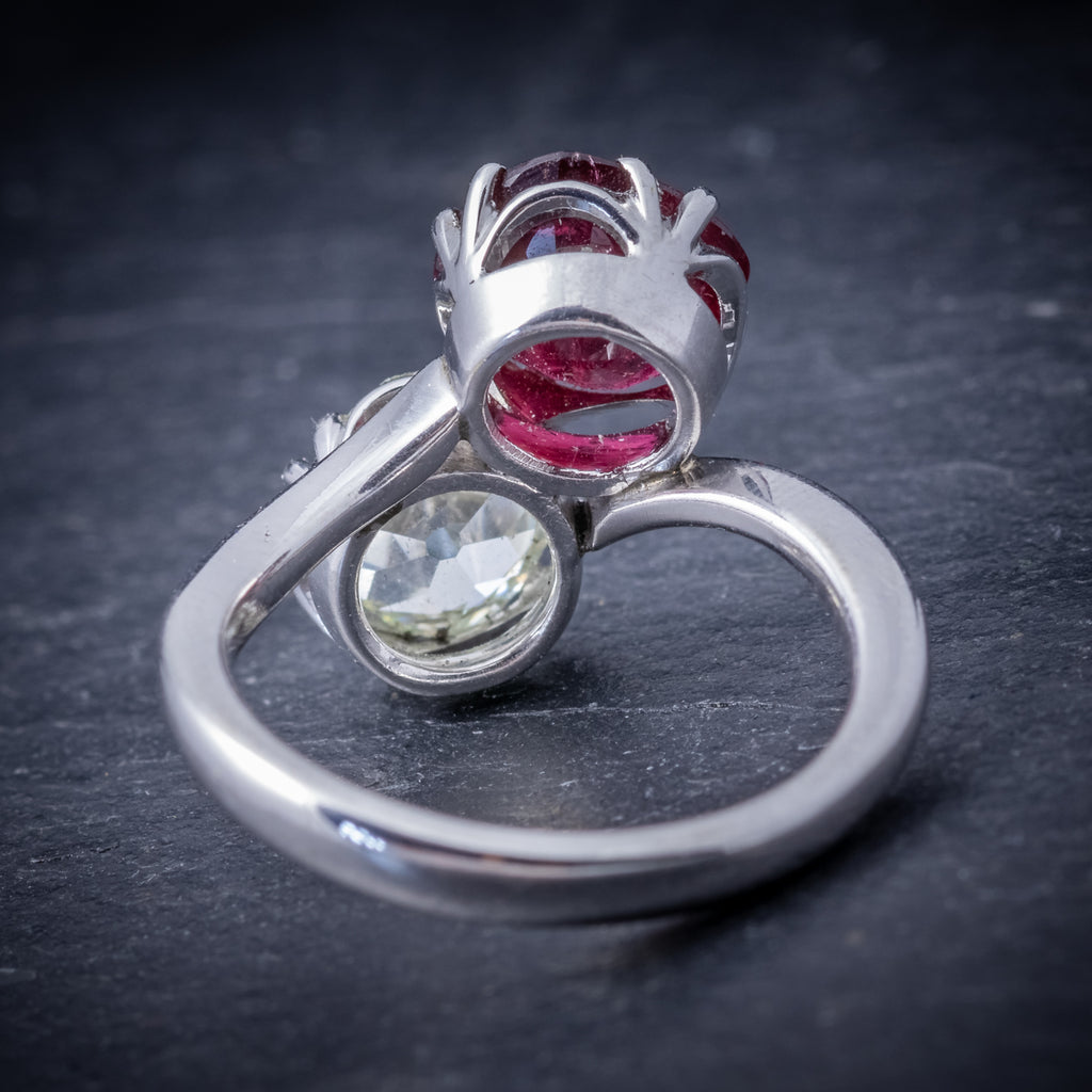 Antique Edwardian Ruby Diamond Twist Ring Platinum Circa 1915 BACK