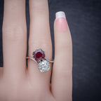Antique Edwardian Ruby Diamond Twist Ring Platinum Circa 1915 COVER