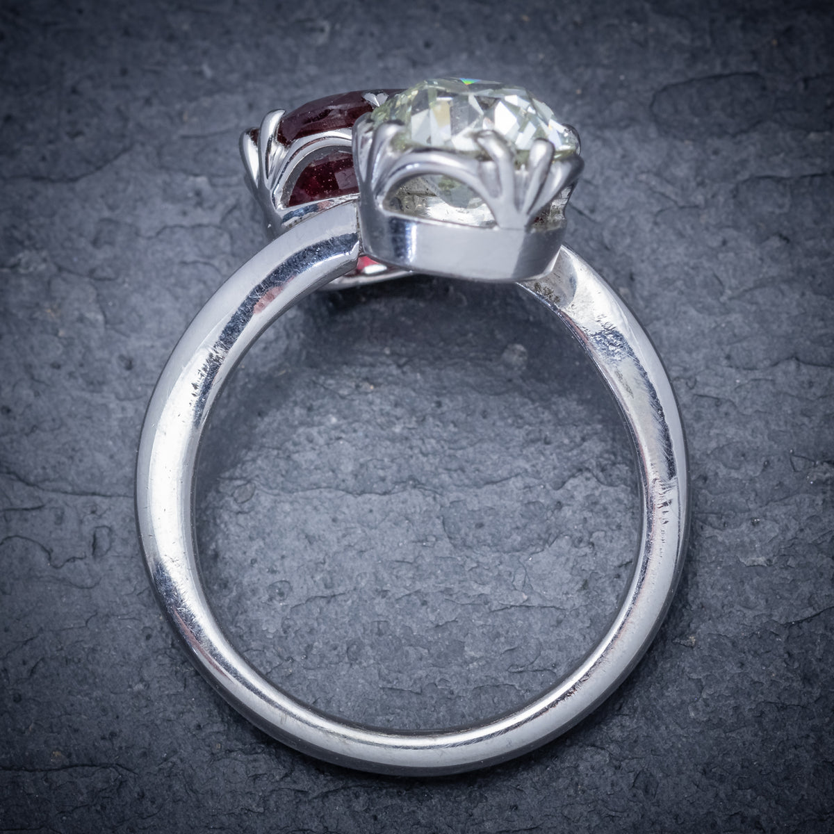 Antique Edwardian Ruby Diamond Twist Ring Platinum Circa 1915 TOP