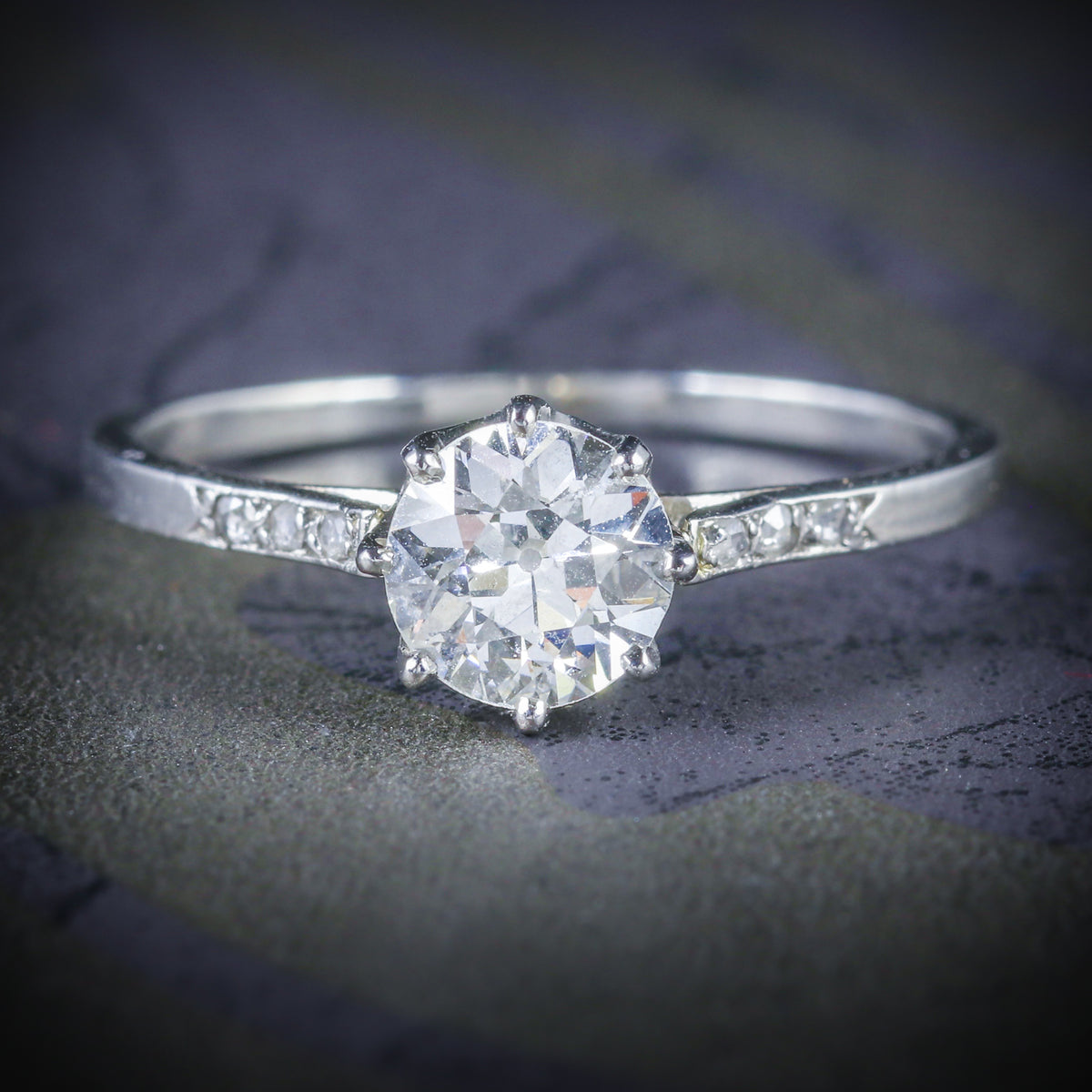 ANTIQUE FRENCH DIAMOND SOLITAIRE RING 18CT WHITE GOLD CIRCA 1915 COVER Main image