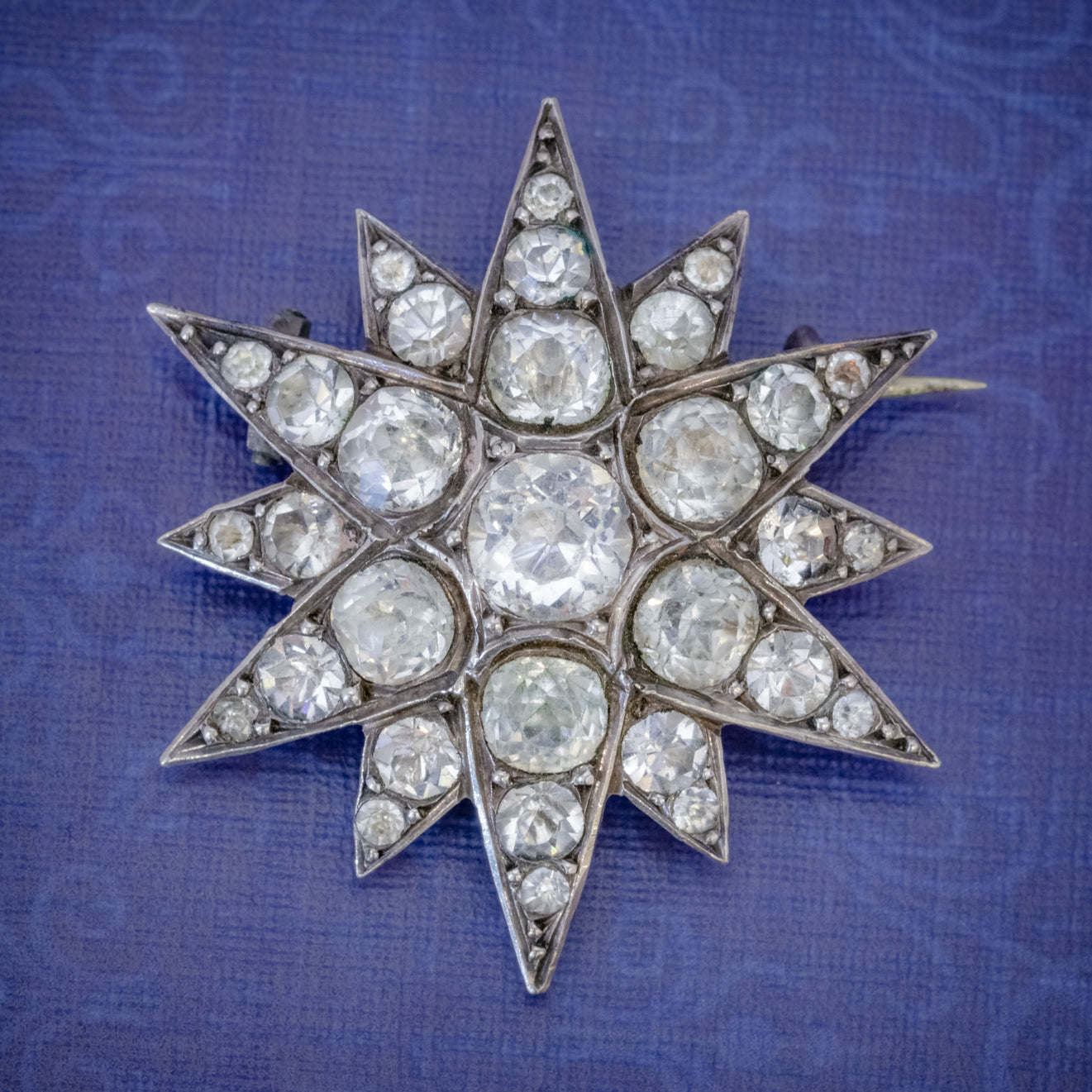 Antique French Paste Star Brooch Silver Circa 1890 COVER Main image