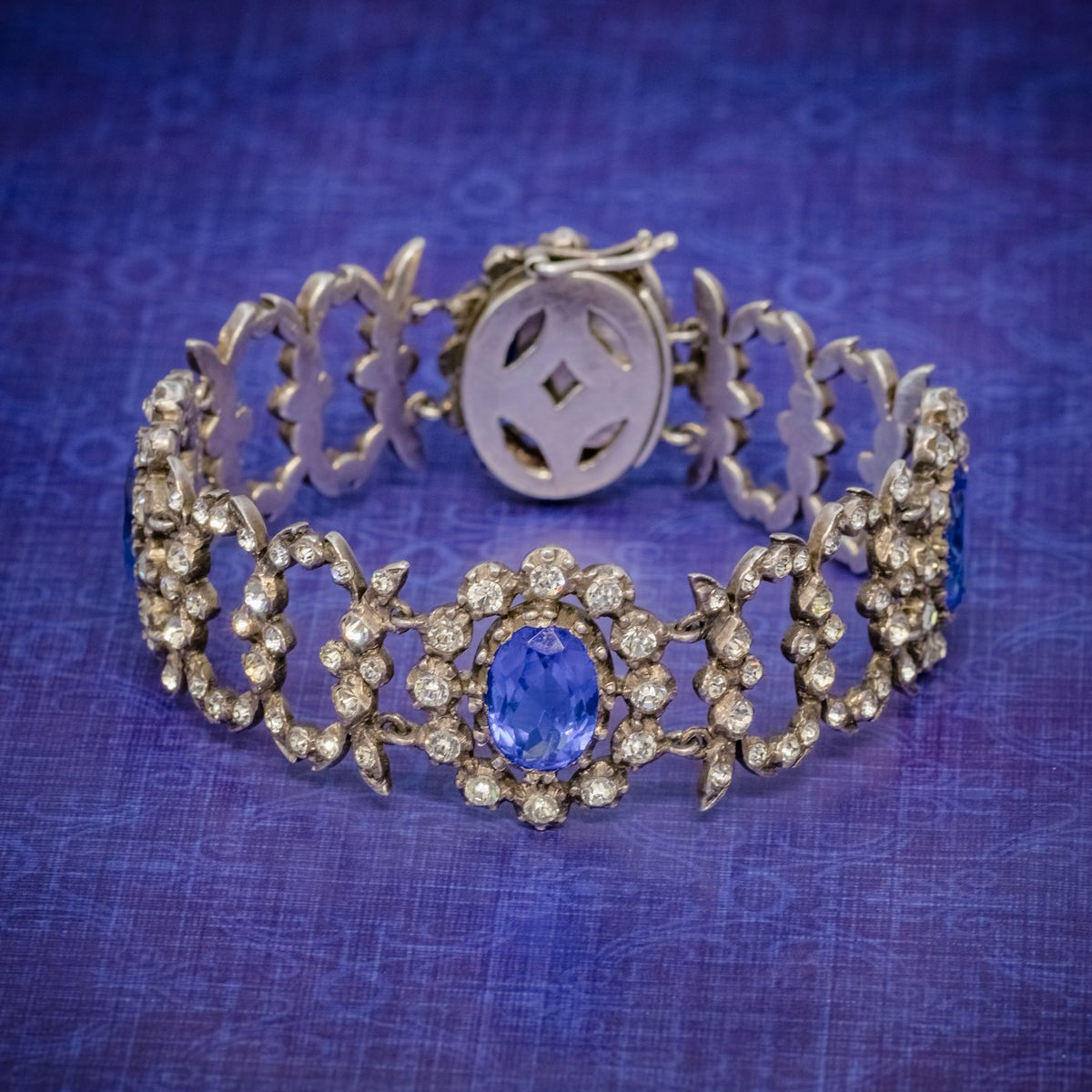 ANTIQUE GEORGIAN BLUE PASTE BRACELET SILVER CIRCA 1800 COVER Main image