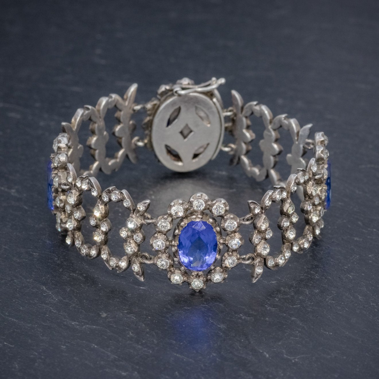 ANTIQUE GEORGIAN BLUE PASTE BRACELET SILVER CIRCA 1800 Secondary image