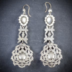 ANTIQUE GEORGIAN DROP EARRINGS PASTE SILVER CIRCA 1800 BACK