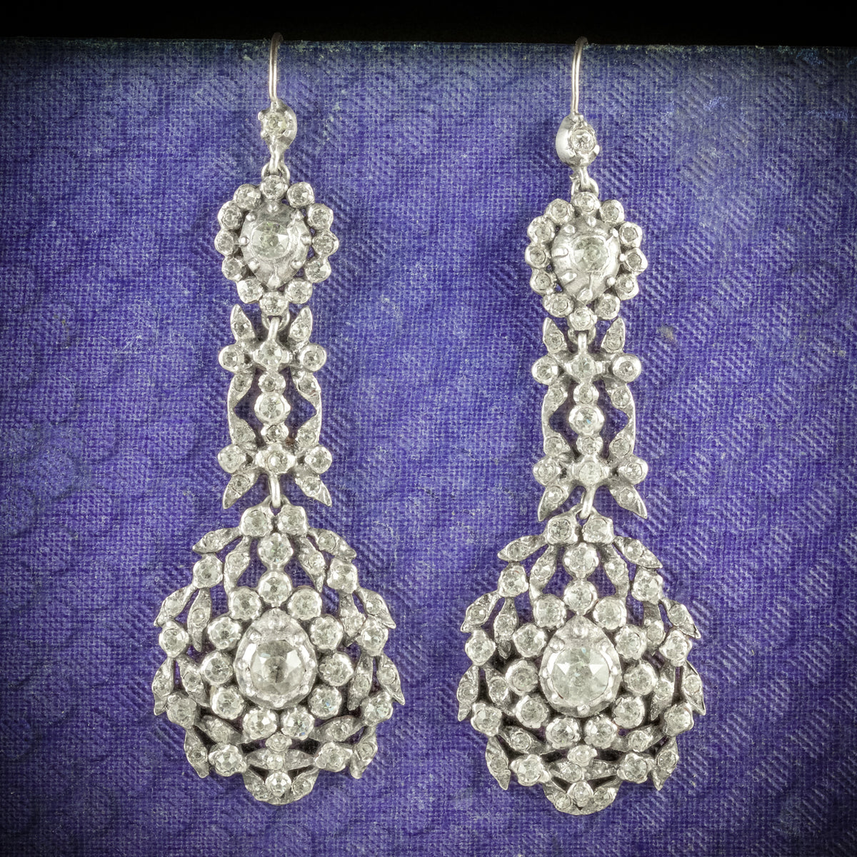 ANTIQUE GEORGIAN DROP EARRINGS PASTE SILVER CIRCA 1800 COVER  Main image