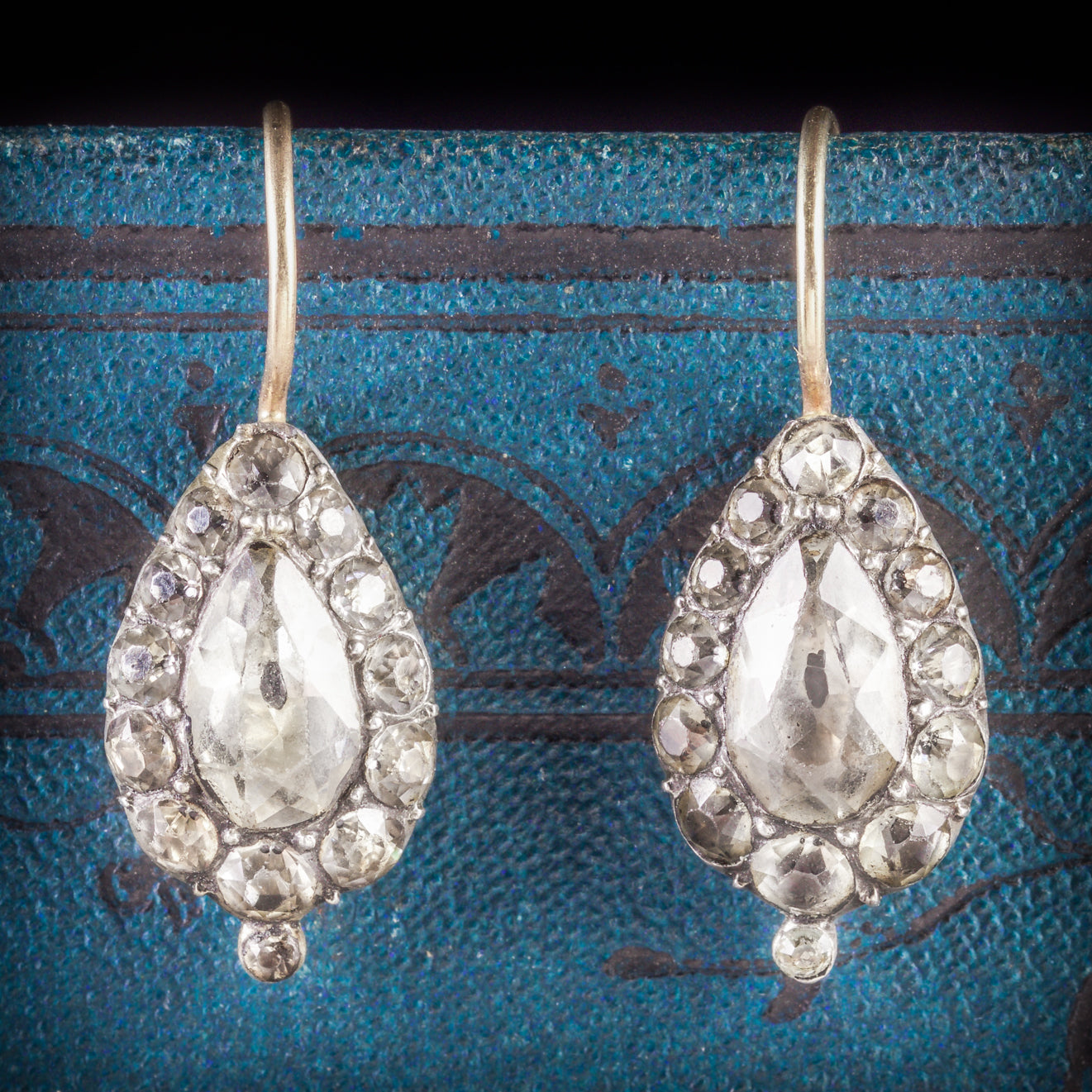 ANTIQUE GEORGIAN PASTE EARRINGS BOXED CIRCA 1800 COVER Main image