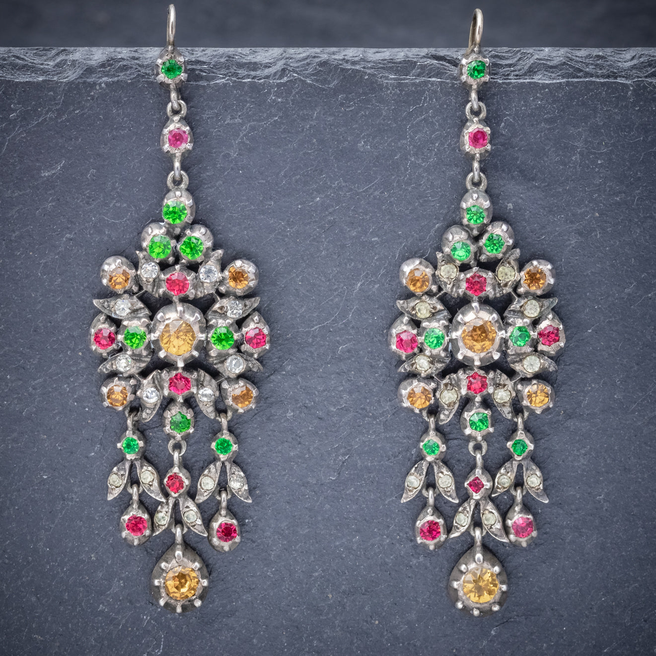Antique Georgian Paste Stone Drop Earrings Silver Circa 1800 Secondary image
