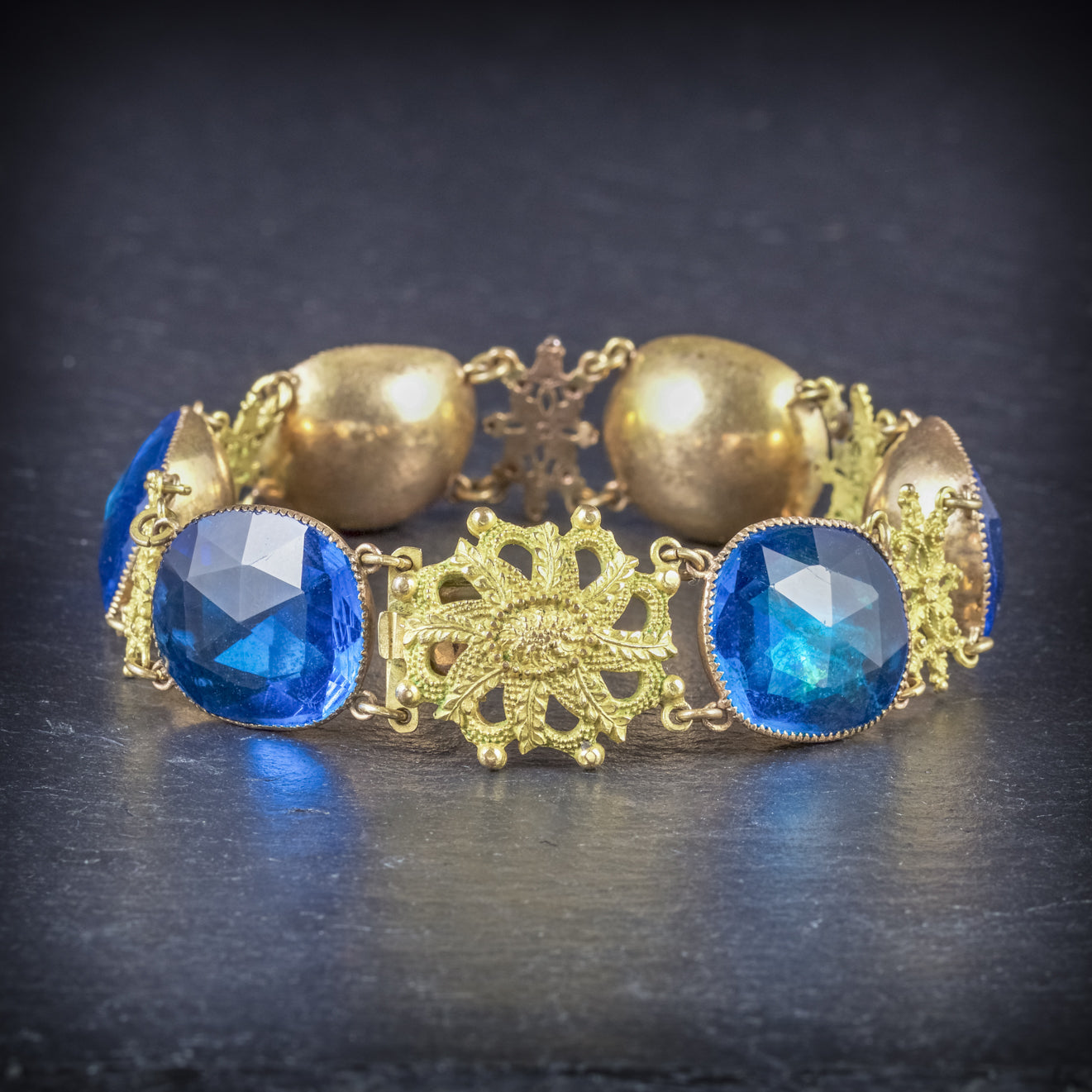 Antique Georgian Queen Anne Bracelet Teal Paste Stones Circa 1700 Secondary image