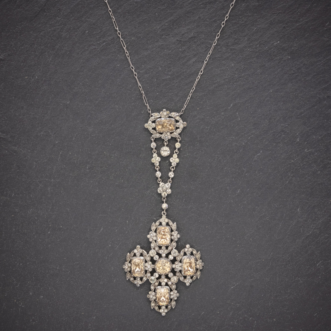 Antique Georgian Yellow Paste Lavaliere Pendant Necklace Silver Circa 1800 Secondary image