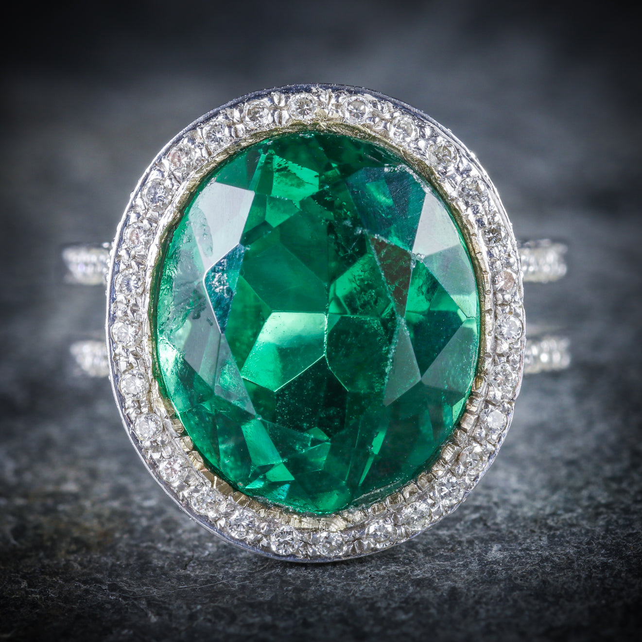 Antique Green Spinel Ring 18ct White Gold Circa 1940 Secondary image