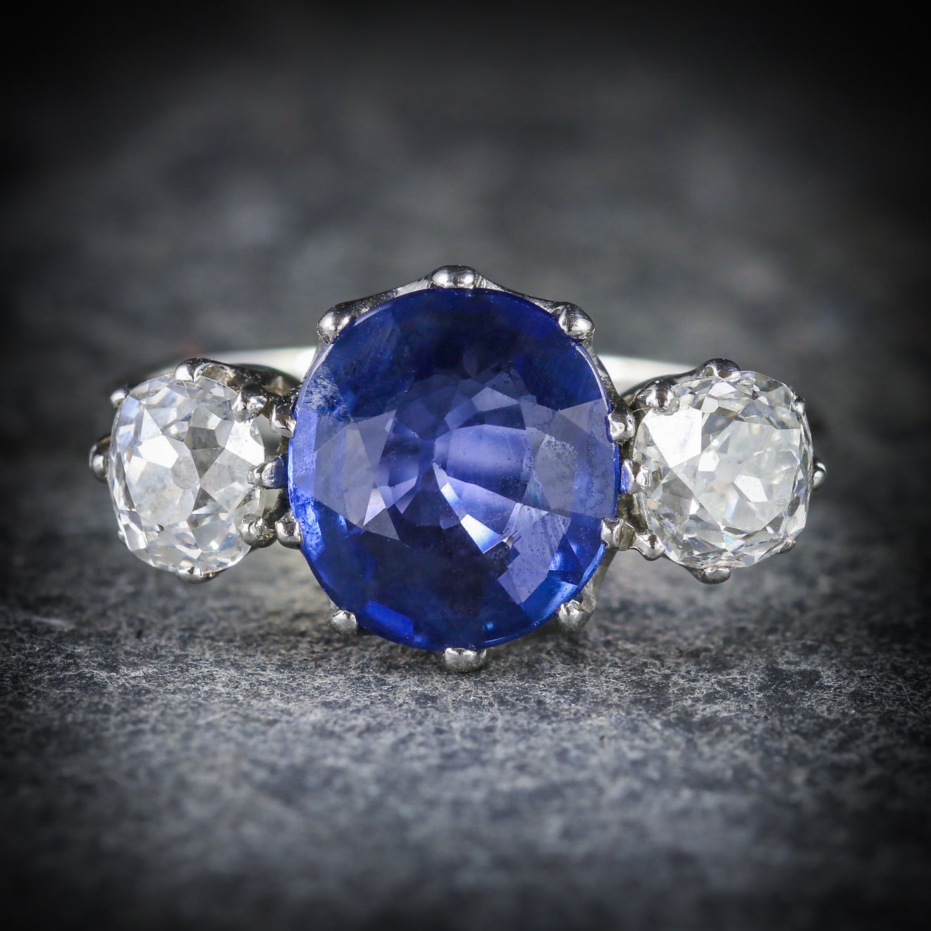 Sapphire Diamond Trilogy Ring Platinum 3.50ct Sapphire Secondary image