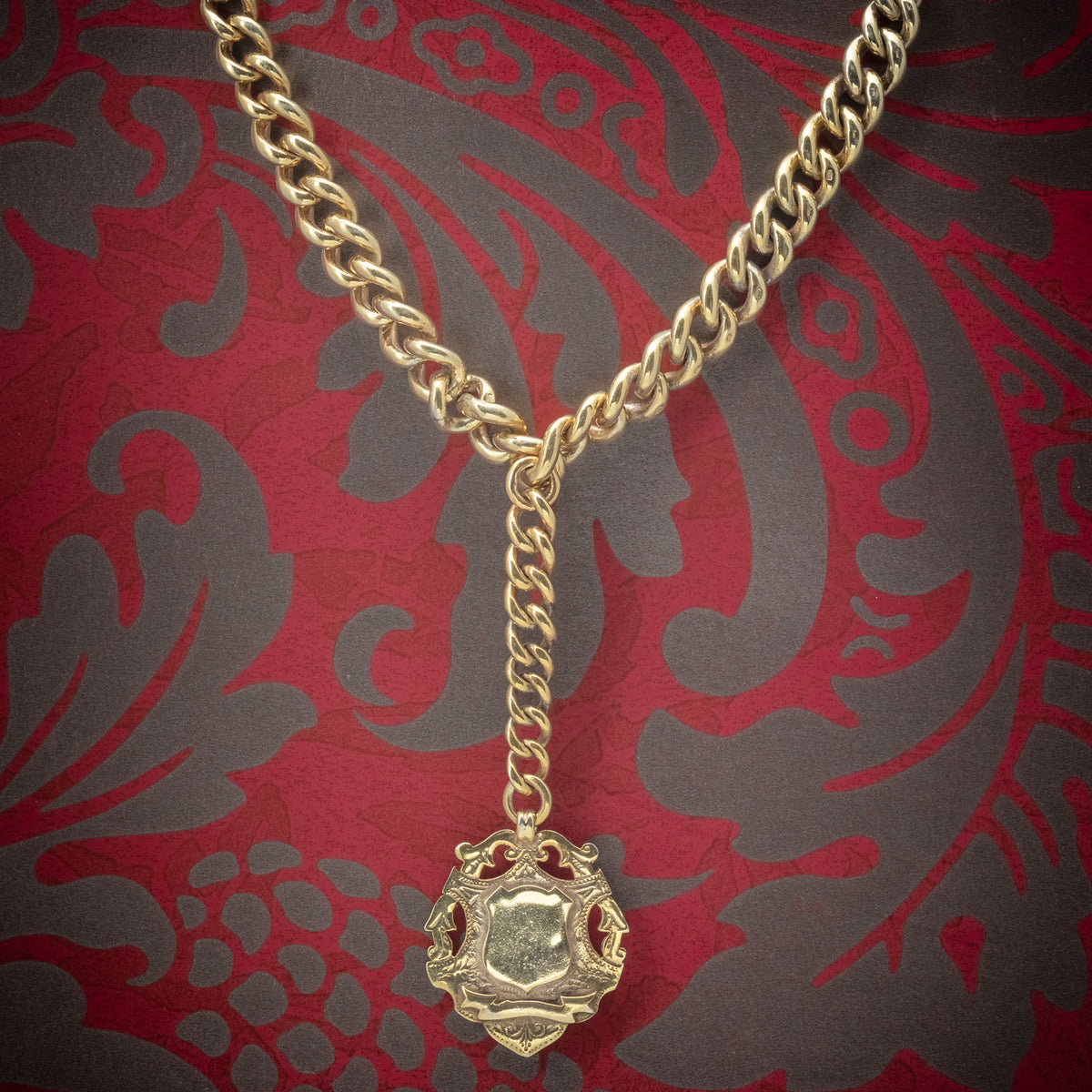 Antique Victorian Albert Chain 18ct Gold On Silver Necklace Dated 1900 cover Main image
