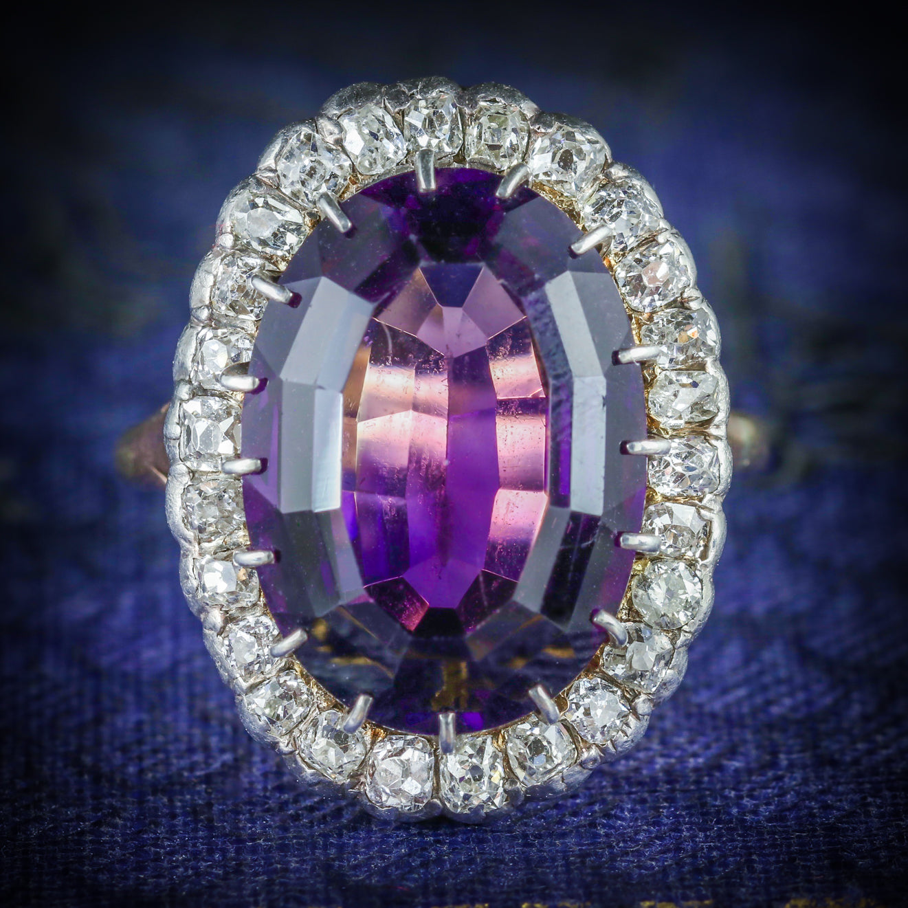ANTIQUE VICTORIAN AMETHYST DIAMOND RING 9CT GOLD CIRCA 1900 COVER Main image