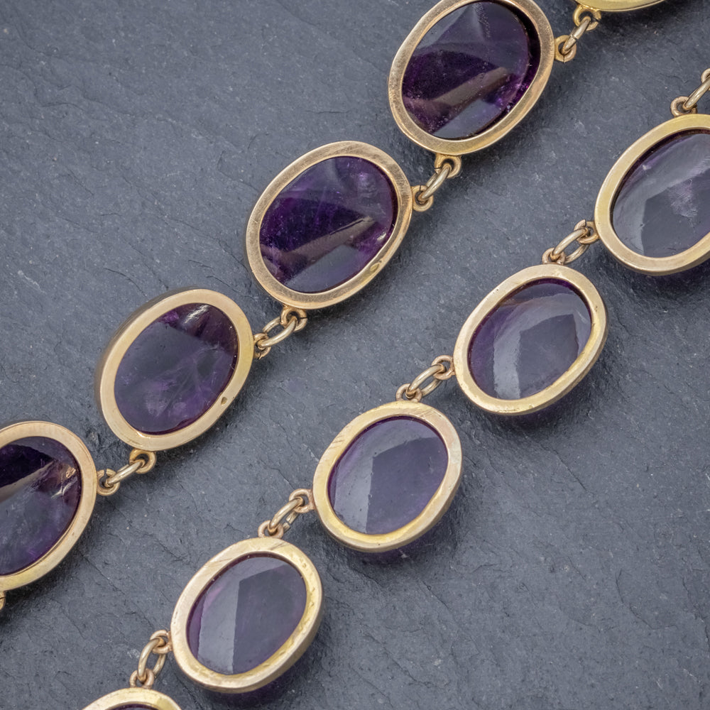 ANTIQUE VICTORIAN AMETHYST NECKLACE 15CT GOLD COLLAR CIRCA 1880 BACK