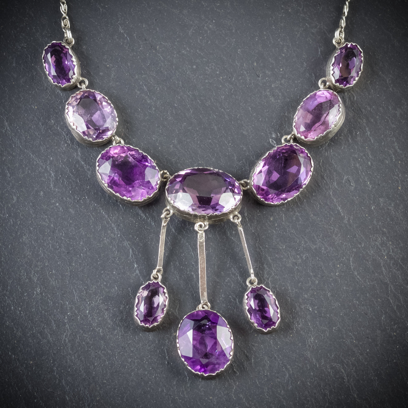 Antique Victorian Amethyst Necklace Silver Circa 1900 Secondary image