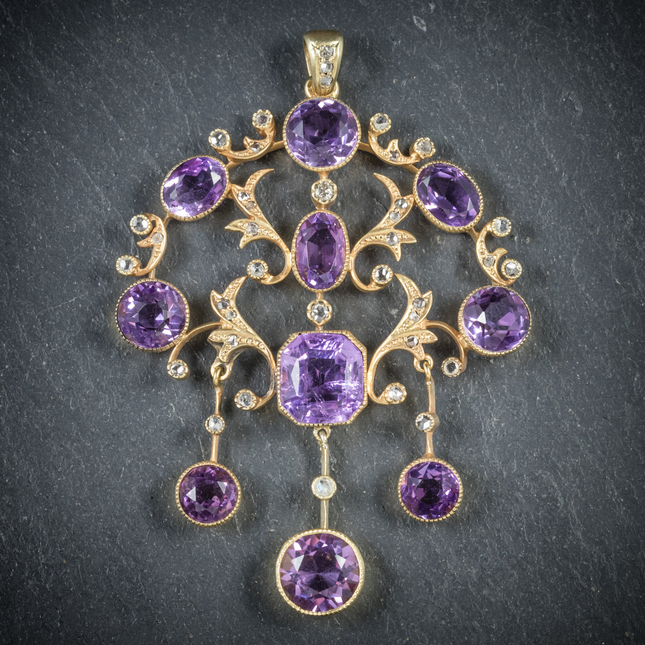 Antique Victorian Diamond Amethyst Pendant 18ct Gold Circa 1890 Secondary image
