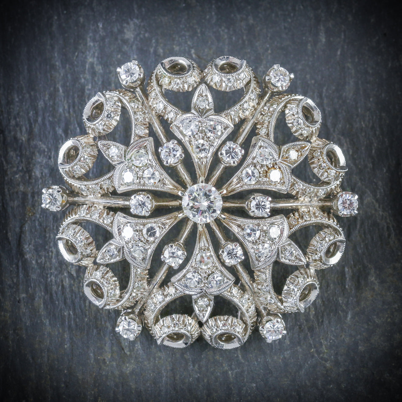 Antique Victorian Diamond Brooch 18ct White Gold Circa 1900 Secondary image