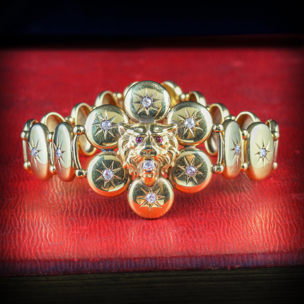 ANTIQUE VICTORIAN DIAMOND LION BRACELET 18CT GOLD CIRCA 1860 COVER Main image